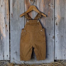 Baby GAP VTG Infant 12-18 Months Tan Canvas 100 Cotton Y2K Overalls Farmer
