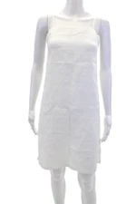 Matin Womens Square Neck Spaghetti Strap Slip Casual Short Sheer Dress White Siz