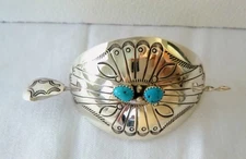 Navajo artist Joann Silver hair piece with turquoise stone