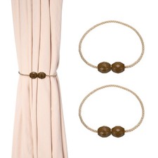 2Pcs Magnetic Curtain Tieback, Weave Curtain Tie Back Decoration, Champagne Gold