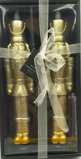 Set of 2 Flameless LED Taper Candles 2-Tone NUTCRACKER Christmas 11" w/remote NW