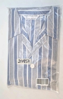 Savile Collection by Derek Rose Herren Schlafanzug, Blue Stripe Artic, Gr. Small 38.