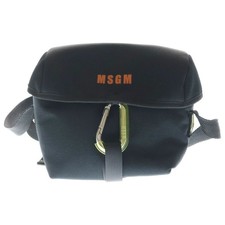 Borsa a tracolla Msgm in nylon con stampa logo e moschettone nera 3140Mz25