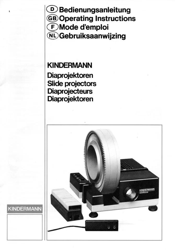 Bedienungsanleitung Manual Diaprojektor Kindermann Telefocus/Autofocus/250/MC/IR - Bild 1 von 1