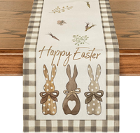 Artoid Mode BüFfelkaro Hase Karotten Ostern TischläUfer, Saisonnal FrüHling KüCh