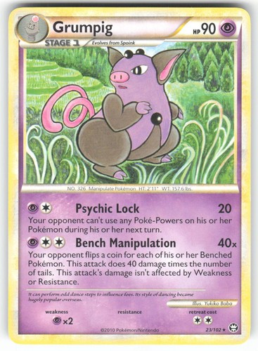 Grumpig 23/102 Rare HGSS Triumphant Pokemon Lightly Played