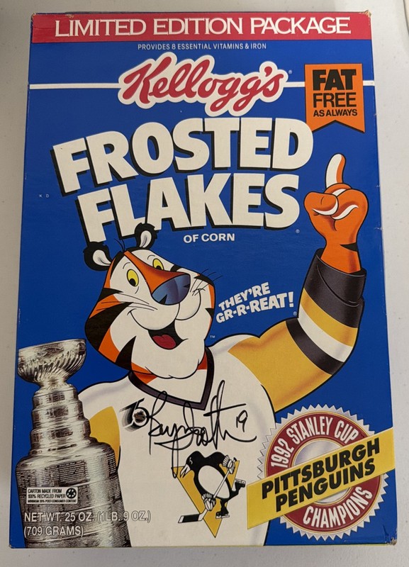 BRYAN TROTTIER Signed 1992 Stanley Cup Champions Penguins KELLOGGS Cereal Box