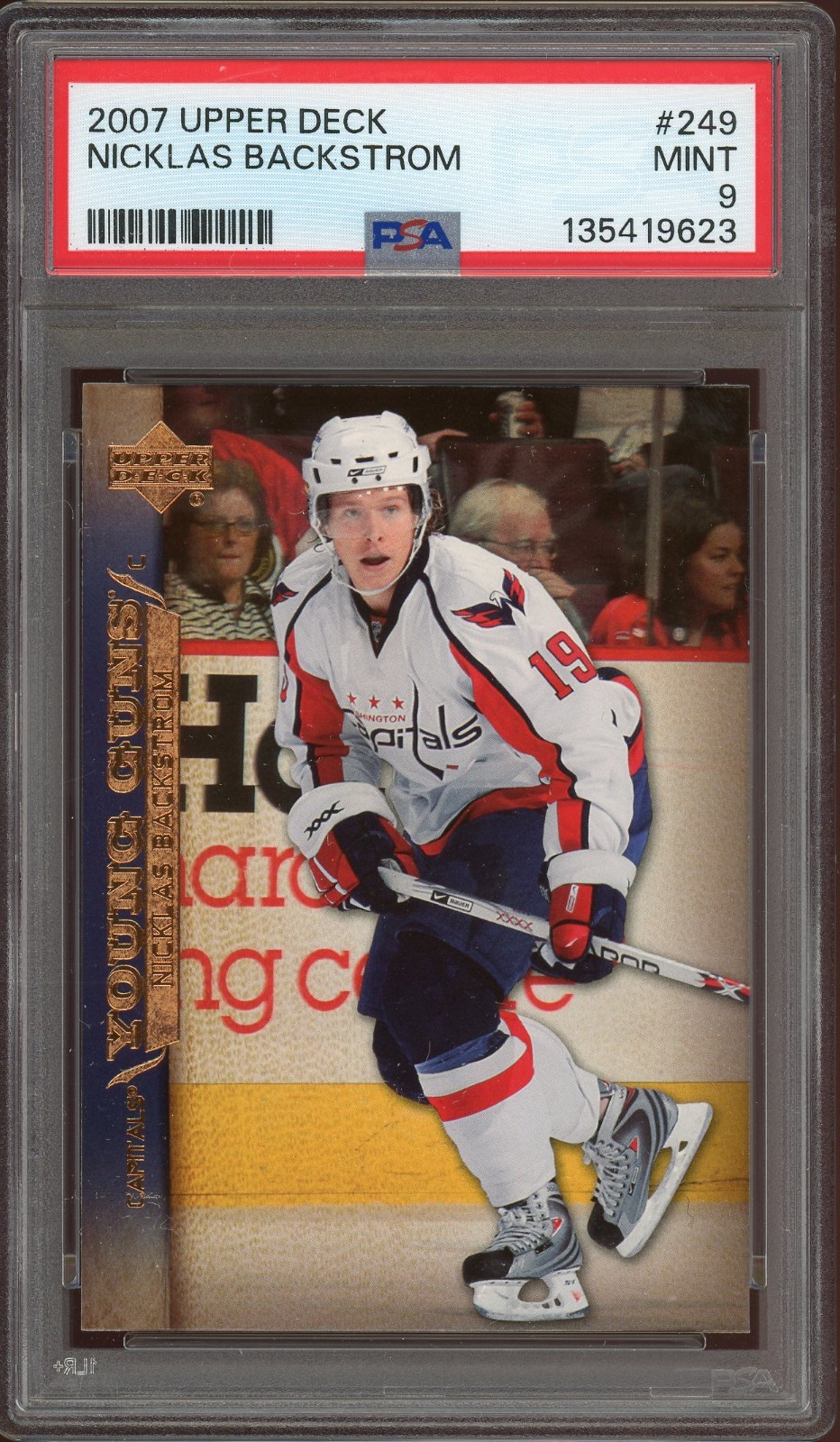 2007-08 Upper Deck Young Guns #249 Nicklas Backstrom RC PSA 9 Rookie Washington