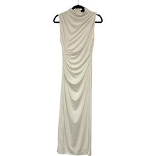 Zara Womens Dress Small White Knit Midi Sleeveless Draped Party 4772/345 NWD