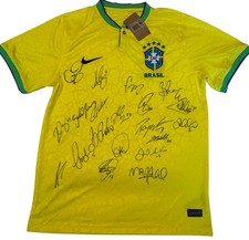 BRAZIL World Cup 2022 Team Signed Home Jersey with COA *NEYMAR RICHARLISON*