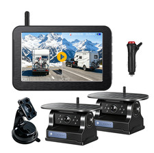 Solar Magnetic Wireless Backup Camera 1080P Monitor TouchScreen Car Truck Camper