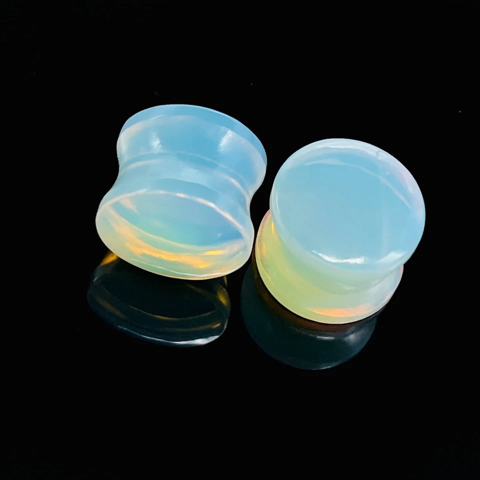 Opalit Stein Double Flared Runde Form Ohr Stecker Messgeräte Paar Größen 3mm Zu - Bild 4 von 4