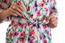 Floral Satin Robe  Watercolor Design  Bridesmaids or Brides