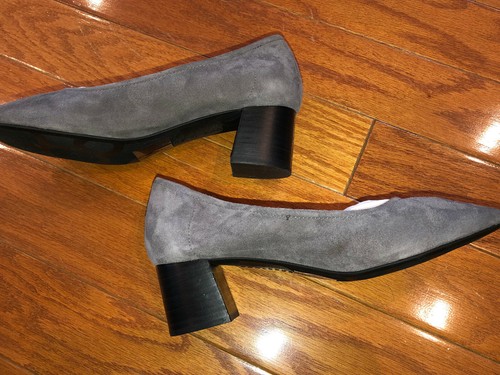 New COM & SENS Lucianie grey suede comfort pumps shoes block heel stretch 7.5 - Picture 4 of 8