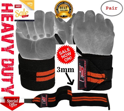 Wrist Wraps LIFTING STRAPS for POWER LIFTING Support CROSSFIT Gym WEIGHT LIFTING - Picture 42 of 144