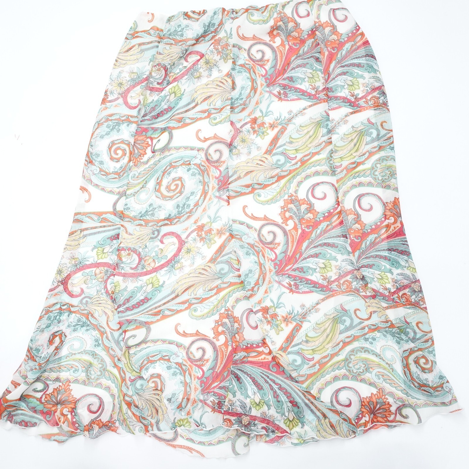 Elementz Maxi Skirt Womens Large White Paisley Polyester Lined Modern Minimalist-image