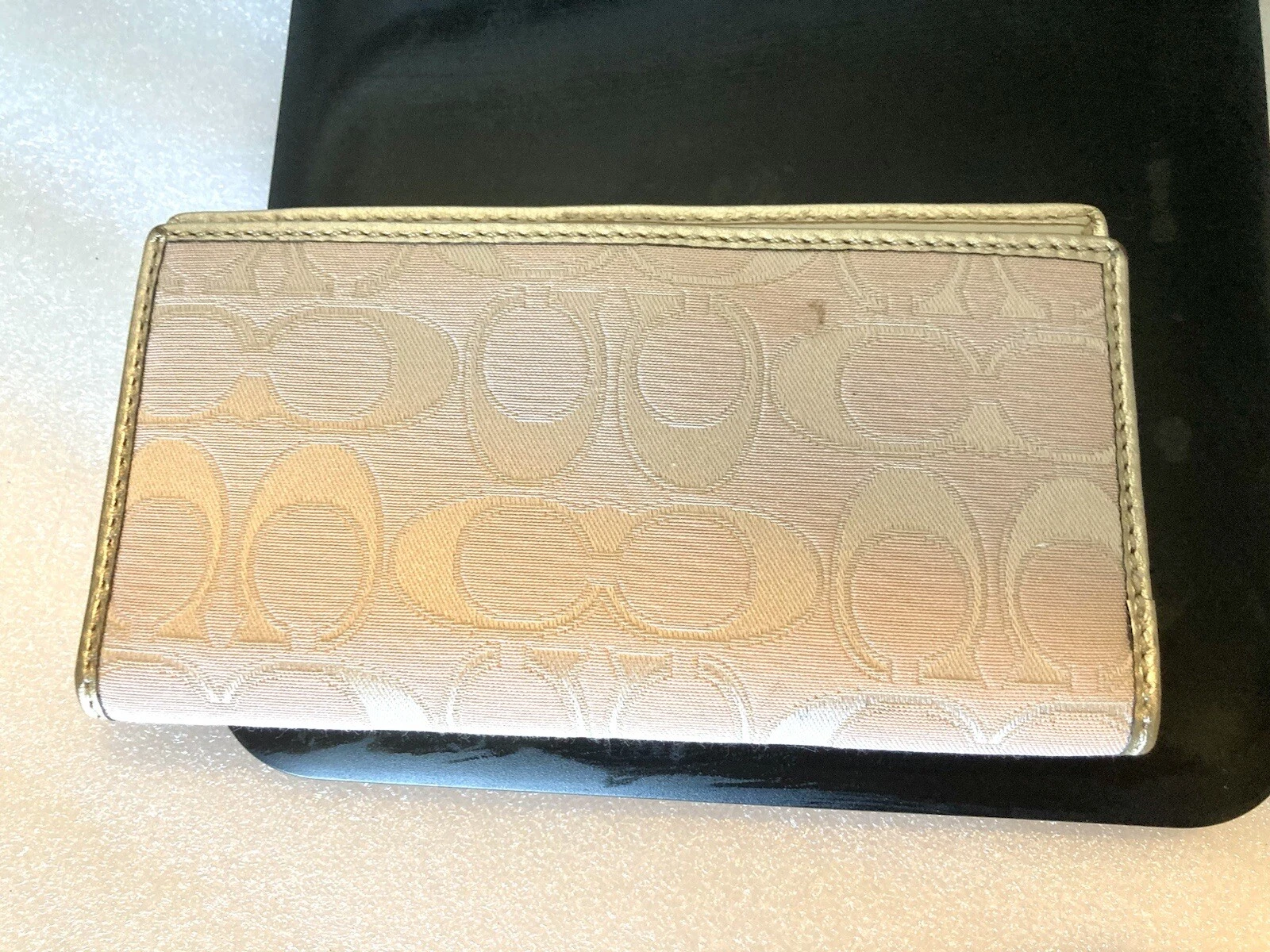 Coach Penelope Crema Champaign Pelle Metallizzata Borsa Tote Bag Borsetta e Portafoglio Pieghevole