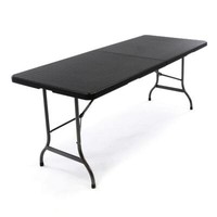 Partytisch Klapptisch Gartentisch Rattan-Optik 180 X 75 Cm Schwarz Tragegriff