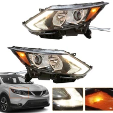 Halogen LED DRL Headlights Headlamps L+R For 2017 2018 2019 Rogue Sport/Qashqai