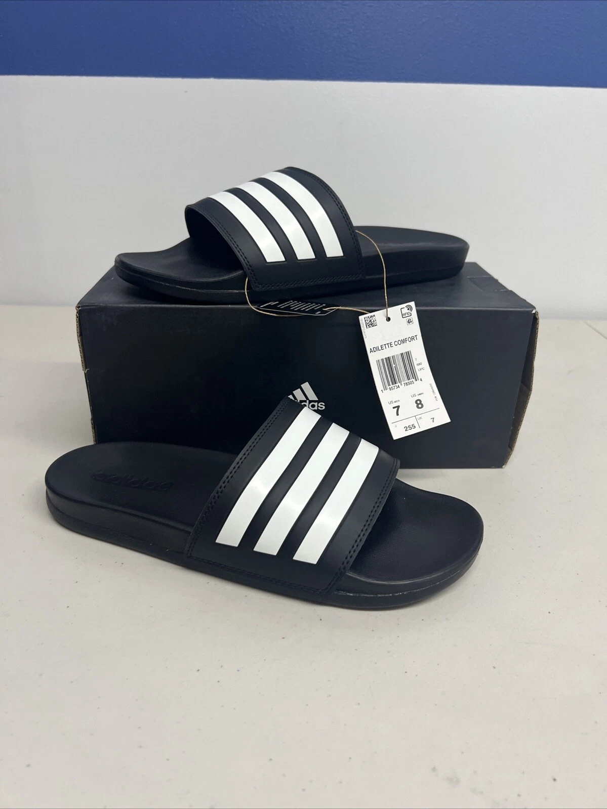 Adidas Adilette Comfort Slide. Taglia 7 bianco nero GZ5891