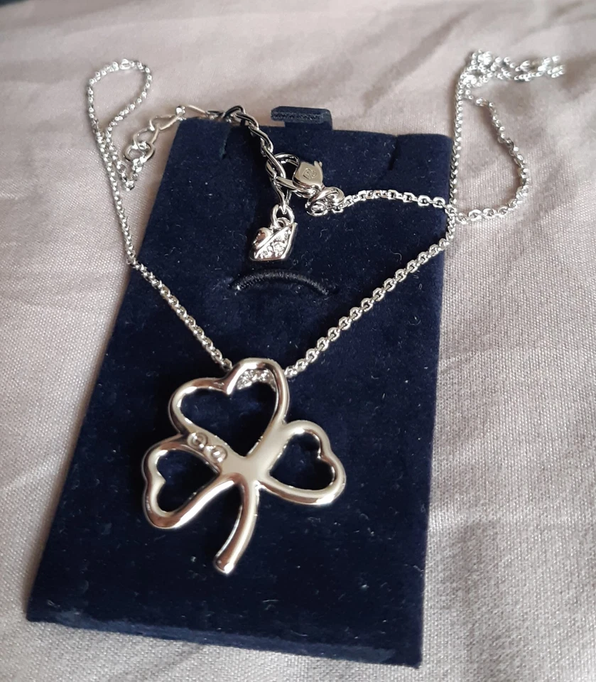 Catena argento Swarovski trifoglio - Immagine 2 di 4