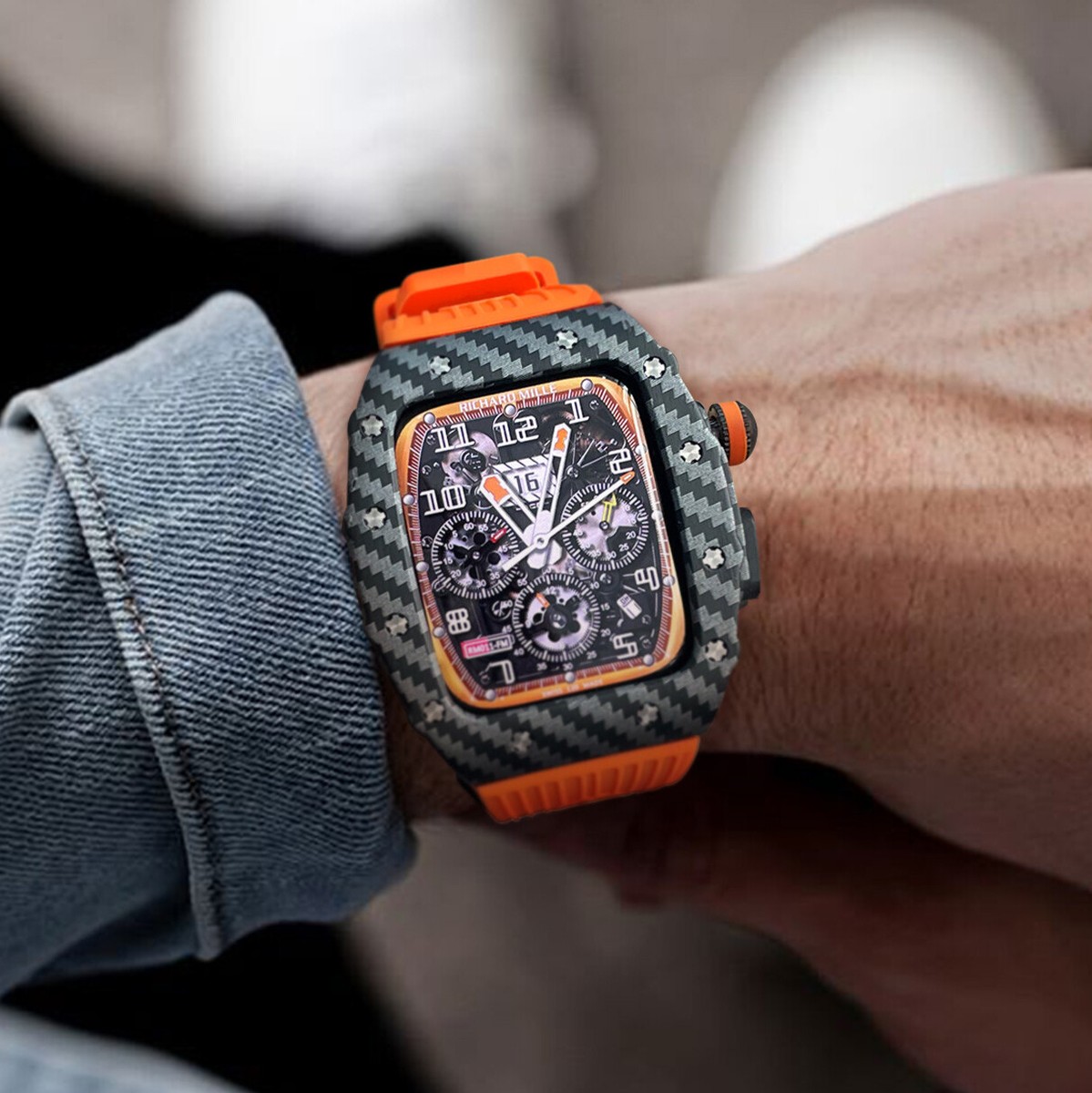Orange Richard Mille Metal Strap Mod Kit Metal Case Band For