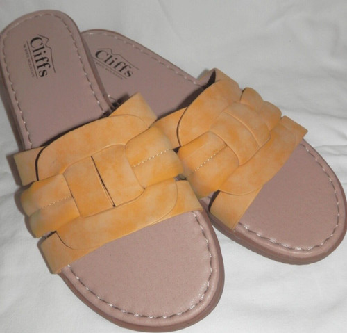 Cliffs By White Mountain Squarely Women's Slip On Sandal Sz. 9 Golden Yellow