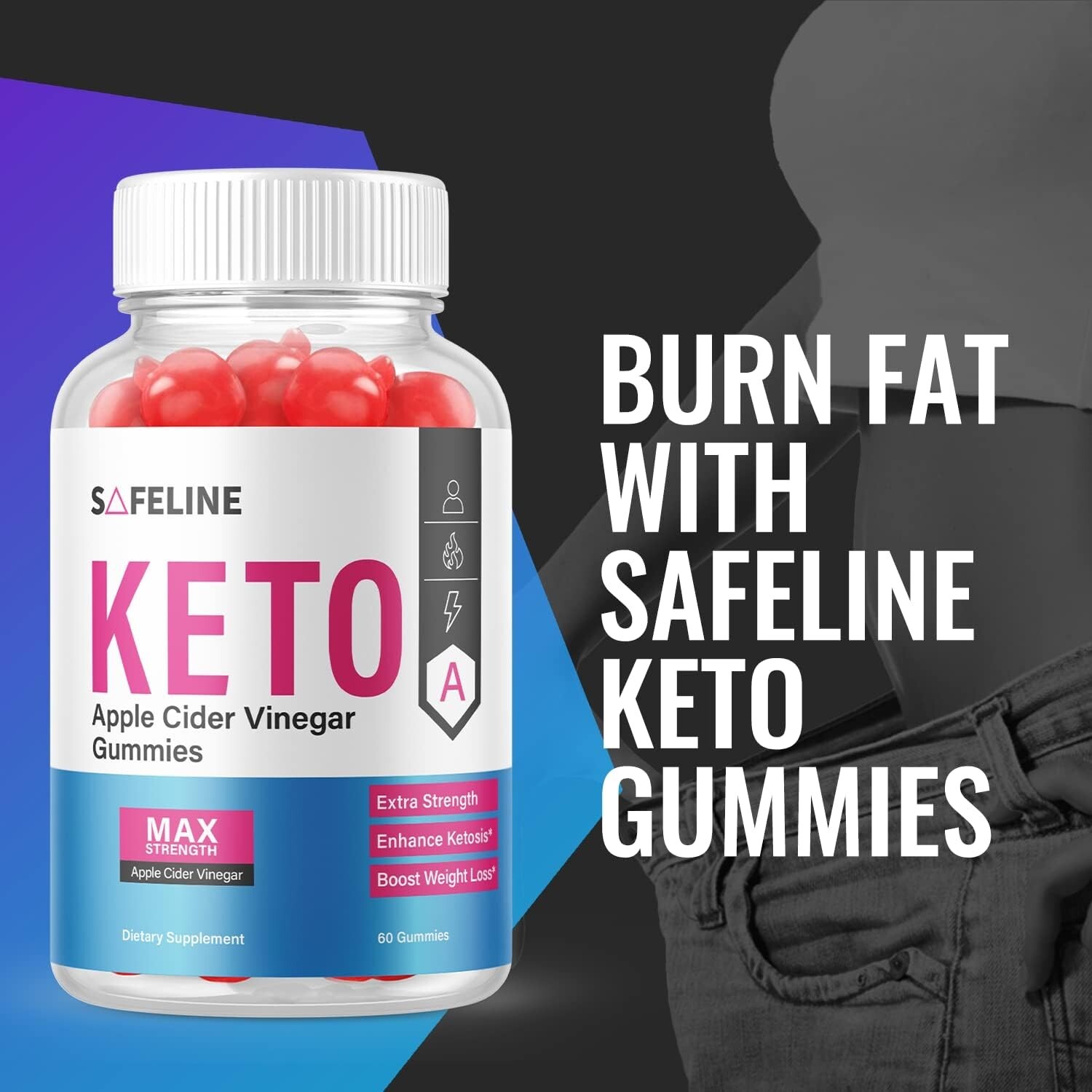 1 Pack Safeline Keto ACV Gummies Vegan, Weight Loss Supplement 60