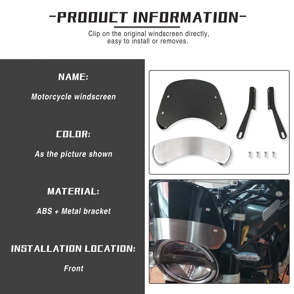 Motorcycle 5"-7" Headlight Windshield Windscreen For Triumph Scrambler 400 1200x — 第 3/4 张图片