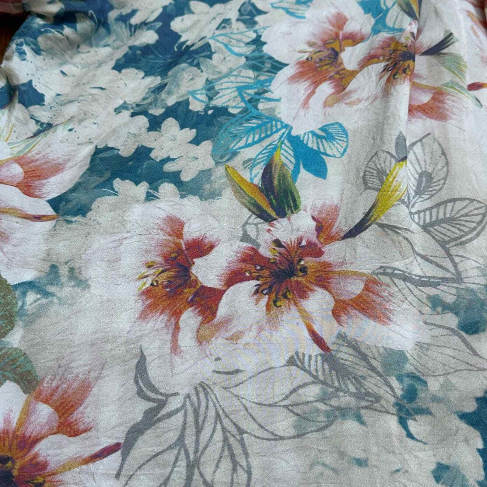 Johnny Was Workshop button up gingham floral silk… - image 8