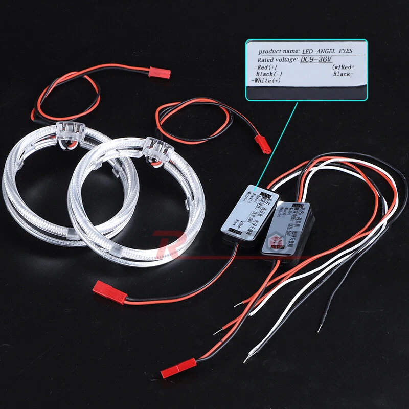 LED Angel Eyes Halo Ring Light Guide 80mm DRL Headlight Red White Blue Headlamp - Image 3 of 4