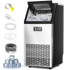 Commercial Ice Maker,100 lbs,2-Way Add Water, Self Cleaning,with 24 Hour Timer