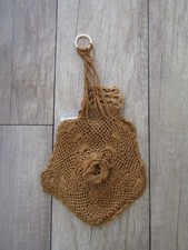 Antique 1914 Victorian Crocheted Miser Wedding Dance Gold Drawstring Coin Purse