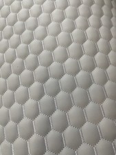 Black Egg Quilted Gray Stitch Vinyl Upholstery Automotive Foam Backed Fabric