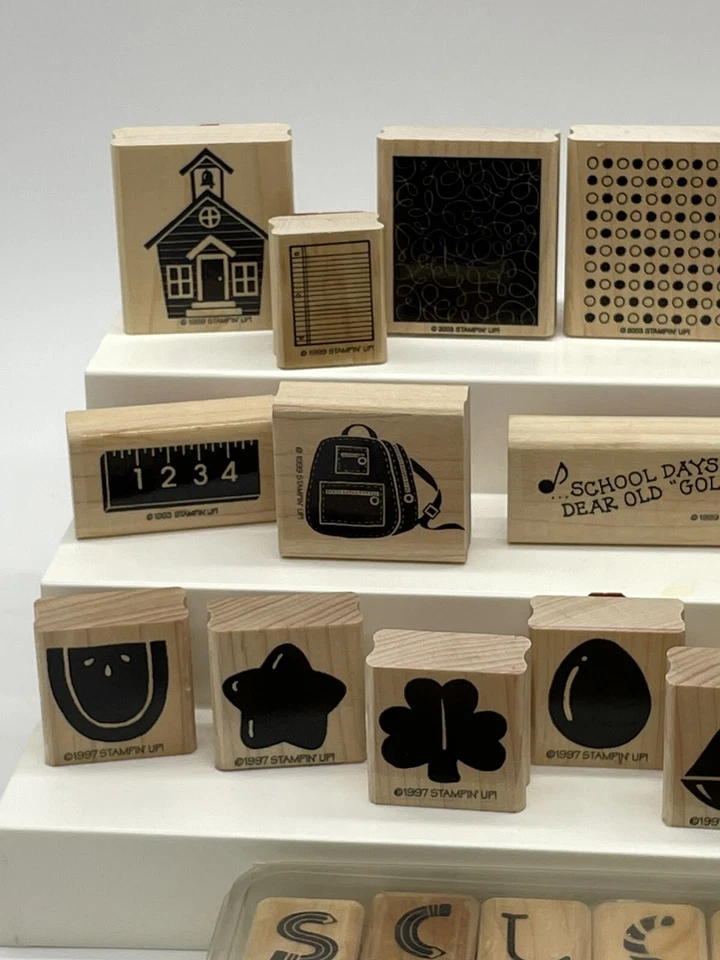 Lote De Colección De 52 Stampin Up! Estampillas de goma de madera retiradas con temática escolar 93’-03’ Foto 2 de 4