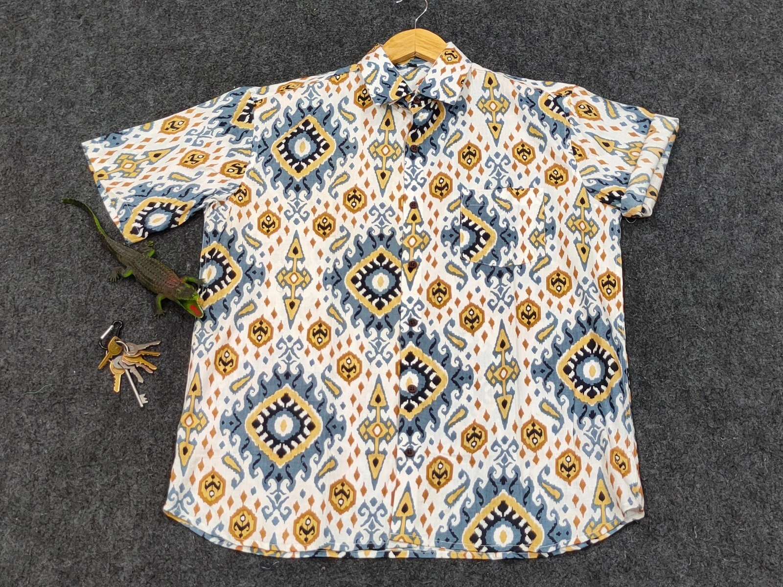 Indian Brown Check Floral Printed Shirt 2XL Size Boy's Women's Cotton Shirts AU