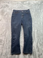 NYDJ Womens Sz 14 Designer Jeans Blue Straight Leg Stretch Mid Rise Denim Pants