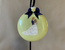 Handmade Beauty And The Beast  Belle  Prince Adam  4  Disk Glass Ornament, New