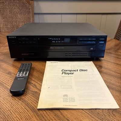Sony CDP-C345 CD Changer 5 CD Player HiFi Stereo Vintage W/ Manual & Remote