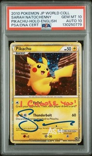 Pikachu English World Collection 2010 PW Promo PSA 10 AUTO 10 Sarah Natochenny