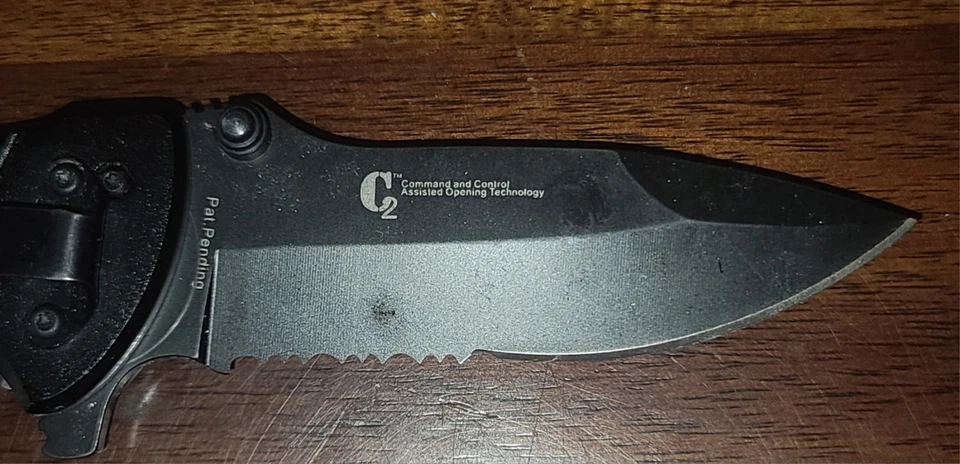 Cuchillo Plegable USMC Marines A/O 4" Parte Dentada Hoja Inoxidable Mango Aluminio Foto 4 de 4