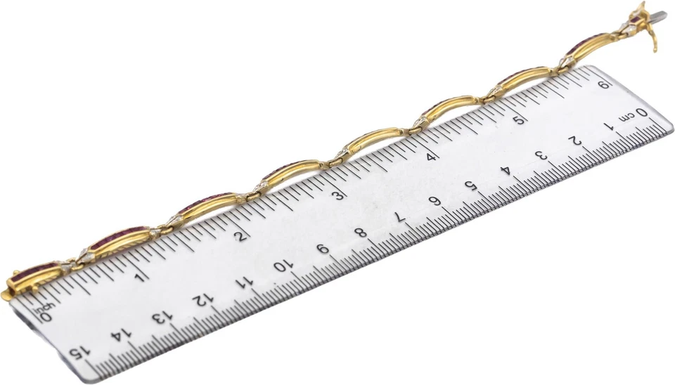 Designer 18k Yellow Gold Diamond and Ruby Fancy Link Bracelet 1.90CT - Image 4 of 4