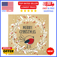 Christmas Paper Napkins Holiday Wreath Bird Recycled Party Table Decor