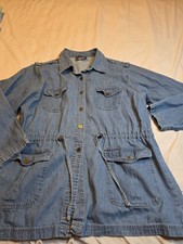 Denim Co Jeanswear Women's Size L Blue Denim Jacket Button Front Pockets...