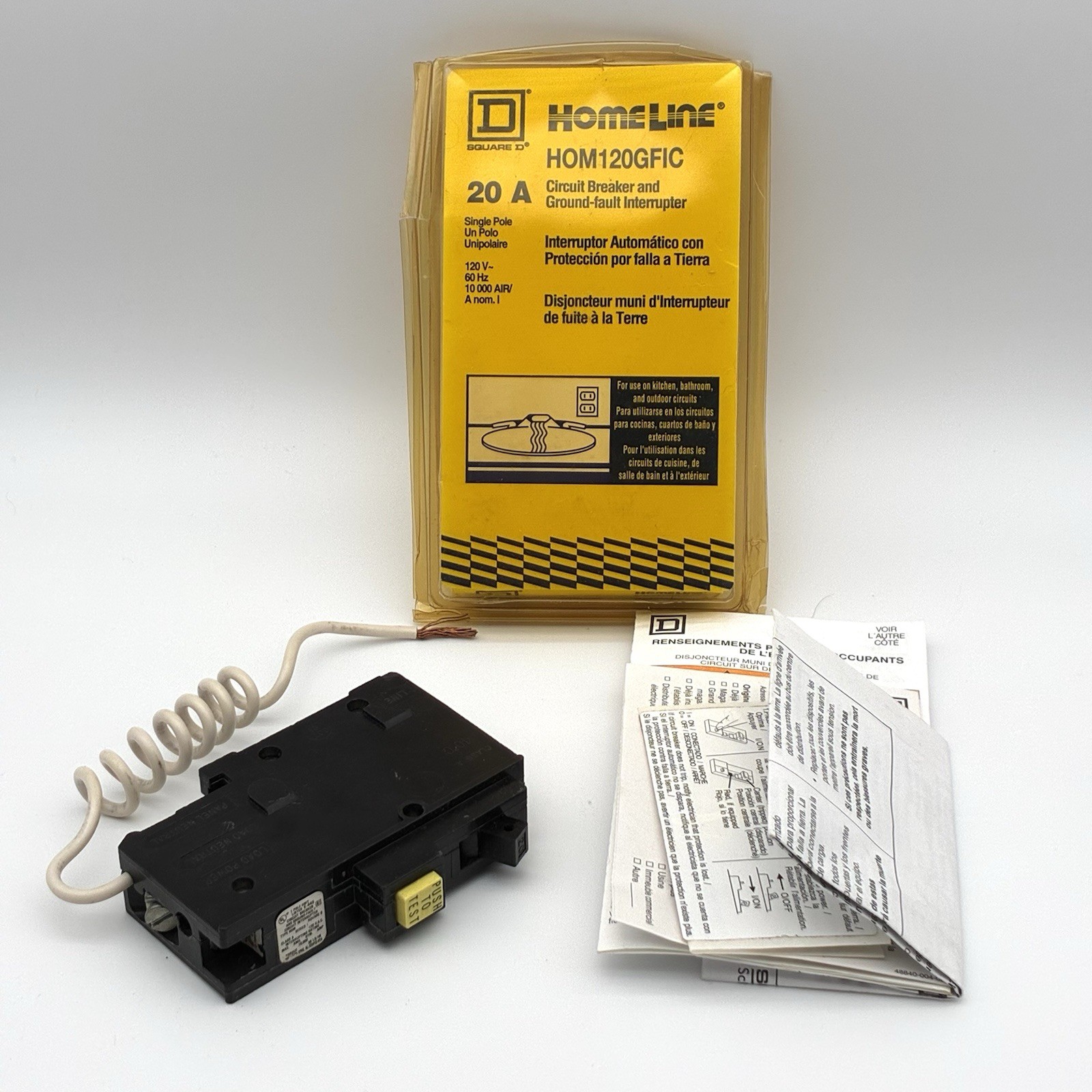 Square D Homeline (HOM120GFI) 1 Pole 20 Amp Ground Fault Circuit Breaker