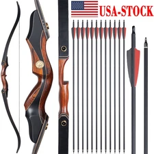 60" Takedown Recurve Bow 25-50lbs Right Hand Bow Archery Outdoor Hunting Target