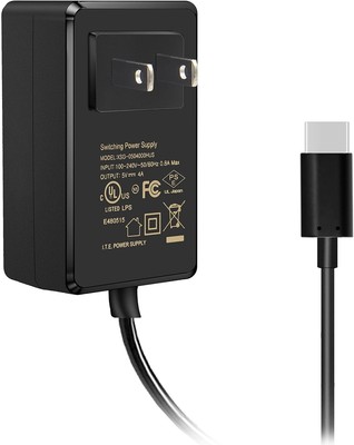 Geekworm Power Supply for Raspberry Pi 4, 20W 5V 4A USB C Adapter Black 