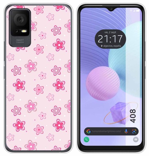HFICY Custodia a portafoglio per TCL 20L Plus, con 2 pellicole proteggi schermo in vetro per donna, con diamanti scintillanti e cordino (fiori di rosa