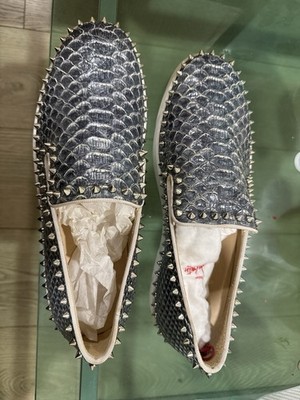 Christian Louboutin Pik Boat Spike Sneakers 43.5 Python Red Bottom Authentic