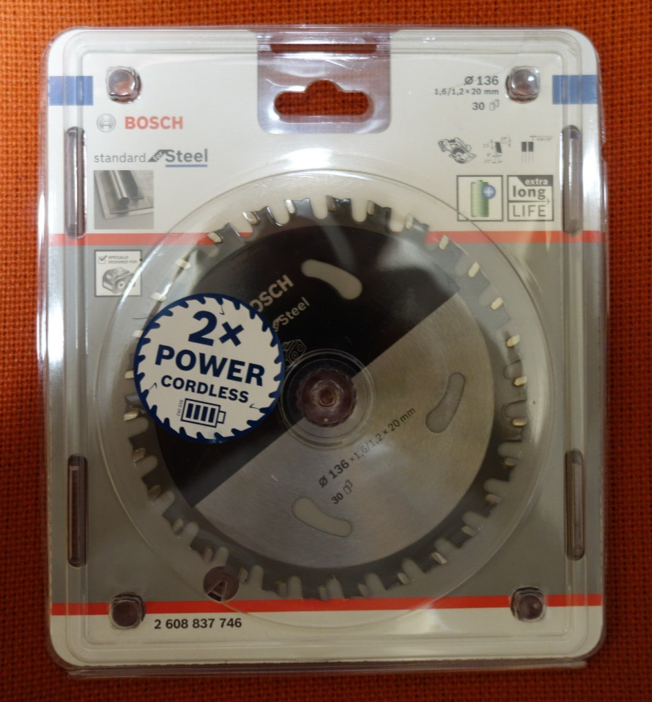 Bosch Standard Steel Circular Saw Blade 136mm 1.6/1.2 x20 30T 2608837746